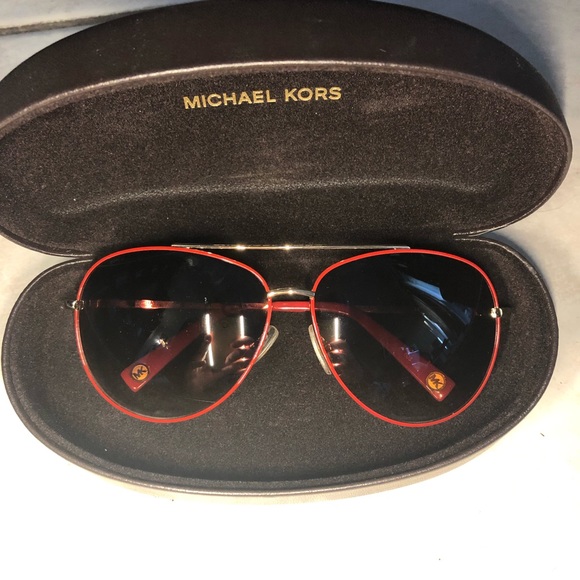 NWOT Authentic Michael Kors Red Aviator Sunglasses - Picture 3 of 6